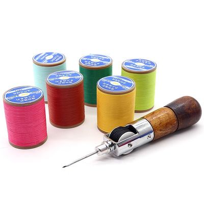 Polyester 0,8 mm vlakke wasdraad voor handnaaien leer DIY kleine rol handdraad