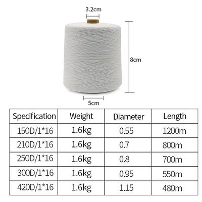 210D/16 Polyester Sponsgarens voor het naaien en weven van kledingstukken Ring Twisted of TFO Twisted