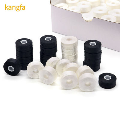75D/2 100% Polyester Pre-winding Bobbins Draden Hoge sterkte 144pcs/Box L Type Witte zijde