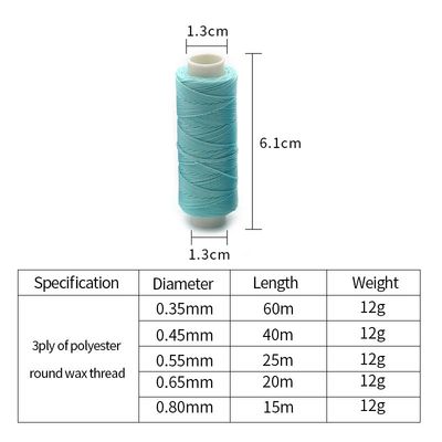 Op maat gemaakte 9voudige ronde gewassen draad voor met de hand genaaid leer 100% High Strength Polyester