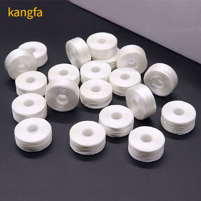100% polyester wit 75d/2 144pcs/doos L-grootte polyester pre-wund bobbin draad voor borduurwerk