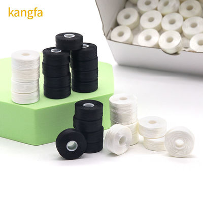 100% polyester wit 75d/2 144pcs/doos L-grootte polyester pre-wund bobbin draad voor borduurwerk
