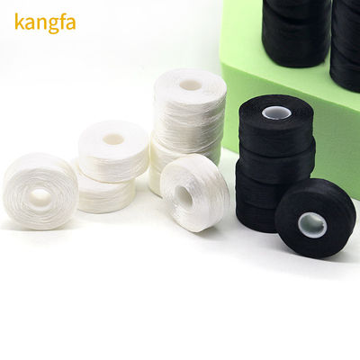 144 stuks/doos Wit/Zwart 75D/2 100% Polyester Pre-woven Bobbins Draden L Type Side Less
