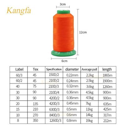 240 Kleurenopties High Tenacity Tex135 Polyester Naad voor het naaien van leer
