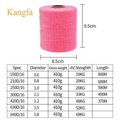100% polyester spun garen type 210d wax draad voor het naaien van schoenen en lederen zakken Korting