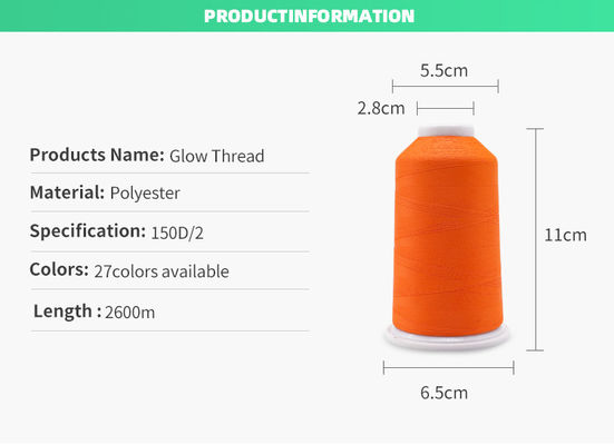Glow In The Dark 150D/2 Polyester Borduurdraad 3000 Yards Roll Netto Gewicht 100G