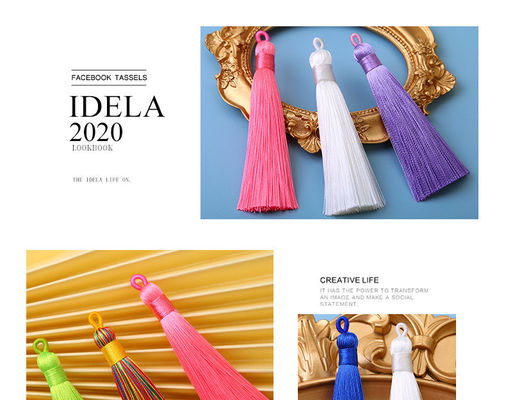 Antistatische borstel gekleurde kleur 8 cm zijde Tassel Fringe Sleutelhanger voor feestzak decoratie