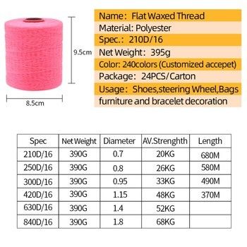 210D/1*16 Waxdraad 1 mm polyesterdraad voor stuurwiel, chemisch bestand