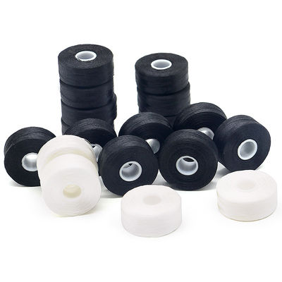 Duurzame universele 144pcs/doos Wit/Zwart 75D/2 100% Polyester Pre-woven Bobbins Draden