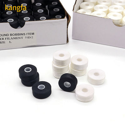 Duurzame universele 144pcs/doos Wit/Zwart 75D/2 100% Polyester Pre-woven Bobbins Draden