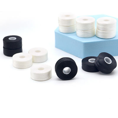 Duurzame universele 144pcs/doos Wit/Zwart 75D/2 100% Polyester Pre-woven Bobbins Draden