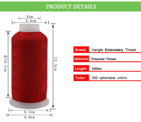 100% polyester 120d 2 5000Y borduurdraad met lage krimp OEM ODM aanvaard